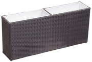vidaXL Floreira com 2 vasos 90x20x40 cm vime PE preto