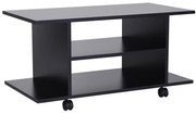 Mesa de TV com prateleiras e rodas Superfície de melamina 40x40x80 cm Preto