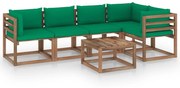 6 pcs conjunto lounge de paletes c/ almofadões pinho impregnado