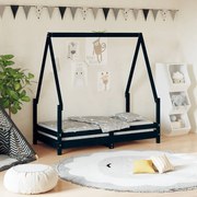 Estrutura de cama infantil 70x140 cm pinho maciço preto