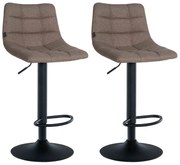 Conjunto de 2 bancos altos Jerry em tecido com estrutura preta 87-108,5 x 43 x 46,5 cm Castanho acinzentado