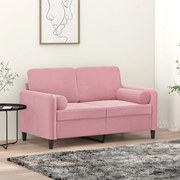 vidaXL Almofadas decorativas 2 pcs Ø15x50 cm veludo rosa