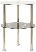 vidaXL Mesa apoio 2 prateleiras 38x38x50cm vidro temp. transp./preto