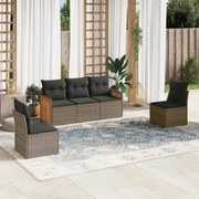 vidaXL 5 pcs conjunto sofás de jardim c/ almofadões vime PE cinzento