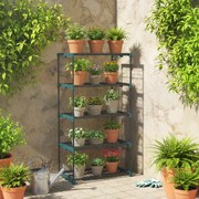 Suporte para Plantas de 5 Níveis, Estante de Aço com Prateleiras de Rede, 67x49x138 cm, Verde Escuro