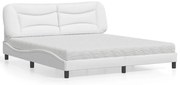 vidaXL Cama com colchão 180x200 cm couro artificial branco