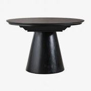 Mesa De Jantar Redonda 120-160x120 Cm Extensível Em Mdf E Folheado A Carvalho Montana Preto Claro - Sklum