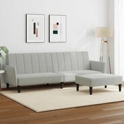 vidaXL Sofá-cama 2 lugares c/ apoio de pés veludo cinza-claro