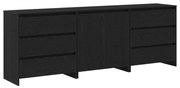 vidaXL Buffet 3 pcs Preto 70 x 41 x 75 cm Madeira processada