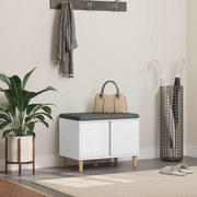 vidaXL Banco de Hall com almofada com porta Branco 60 x 38 x 46 cm
