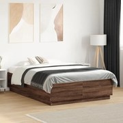 vidaXL Estrutura de cama 135x190cm derivados madeira carvalho castanho