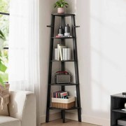 Estante canto de 5 níveis 37,2 x 37,2 x 159 cm industrial cinzento antracite-preto mate