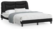 vidaXL Estrutura cama c/ luzes LED 140x200cm couro artif. preto/branco
