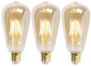Conjunto de 3 lâmpadas LED reguláveis E27 ST64 Goldline 5W 380lm 2200K