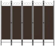 vidaXL Divisória de quarto com 5 painéis 200x180 cm castanho