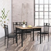 Conjunto de mesa de jantar moderna com 4 cadeiras estofadas para casa e restaurante Preto