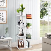 Estante de 8 prateleiras para livros e plantas para sala de estar, quarto de estudo, branco