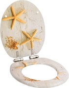 vidaXL Assento sanita c/ tampa fecho suave MDF design estrela-do-mar