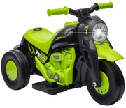 AIYAPLAY Mota Elétrica para Crianças Mota a Bateria 6V com Função de Bolhas Farol Música Motocicleta para Crianças com Velocidade 3km/h Carga 30 kg Verde | Aosom Portugal