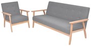 vidaXL Conjunto de sofás 2 pcs tecido cinzento claro