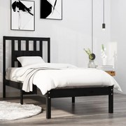 vidaXL Estrutura cama pequena solteiro 75x190 cm madeira maciça preto
