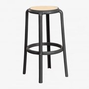 Banco Alto Omara Cinza Grafito & ↑75 Cm - Sklum