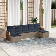 vidaXL 7 pcs conjunto sofás p/ jardim c/ almofadões vime PE cinzento