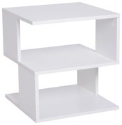 HOMCOM Mesa de Cabeceira Mesa de Café Auxiliar 2 Níveis  40x40x43 cm Branco