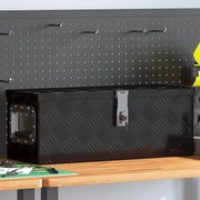 vidaXL Caixa de arrumação 60x23,5x23 cm alumínio preto