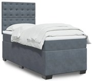 Cama com molas/colchão 90x190 cm veludo cinza-escuro
