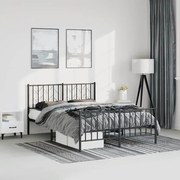 vidaXL Estrutura de cama com cabeceira e pés 193x203 cm metal preto