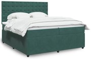 vidaXL Cama com molas/colchão 200x200 cm veludo verde-escuro