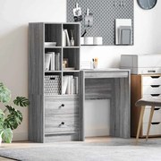 vidaXL Mesa com Armazenamento Cinza Sonoma Madeira Composta