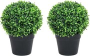 vidaXL Plantas bolas de buxo artificiais c/ vasos 2 pcs 37 cm verde