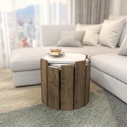 Mesa de Centro Lori – Branco/Nogueira – 44,5 x 41 x 44,5 cm