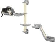 PawHut Conjunto de Prateleiras de Escalada para Gatos de 3 Peças com Rede Rampa Arranhador Plataforma em Forma de Nuvem para Saltar Cinzento | Aosom Portugal