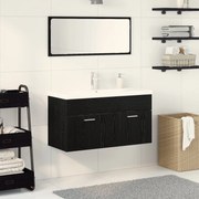 Conjunto de Móveis para Banheiro de 3 Peças Carvalho Preto Madeira Eng