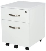 HOMCOM Bloco Gavetas Escritório Móvel Arquivos 5 Rodas Fechadura Organizador Prático 40x45,5x52,5 cm Branco Moderno | Aosom Portugal