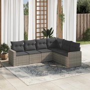 vidaXL 6 pcs conjunto sofás de jardim com almofadões vime cinzento