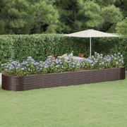 vidaXL Canteiro elevado jardim 584x140x68 aço revestido a pó castanho