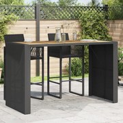 vidaXL Mesa de bar para jardim com tampo em acácia vime PE preto