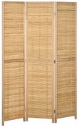 HOMCOM Biombo de 3 Paineis Separador de Ambientes Dobrável 120x1,8x170 cm Divisor de Ambientes com Padrão Tecido em Bambu Madeira