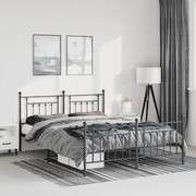 vidaXL Estrutura de cama com cabeceira e pés 150x200 cm metal preto