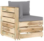 vidaXL Sofá de canto seccional c/ almofadões madeira impregnada verde