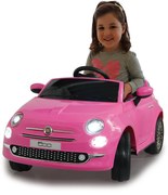 Carro elétrico infantil bateria 12V Fiat 500 Rosa