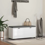 vidaXL Banco de Hall com almofada com porta Branco 100 x 38 x 46 cm