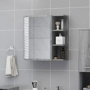 vidaXL Armário espelhado 62,5x20,5x64 cm derivados madeira cinza