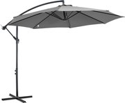 Outsunny Guarda Sol de Jardim Ø295x245 cm Chapéu de Sol Excêntrico Inclinável com Manivela Base Cruzada Suporte de Aço Cinza | Aosom Portugal