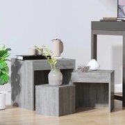 vidaXL Mesas de encastrar 3 pcs derivados de madeira cinzento sonoma