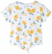 T-shirt infantil com cintura de atar cor cru 128